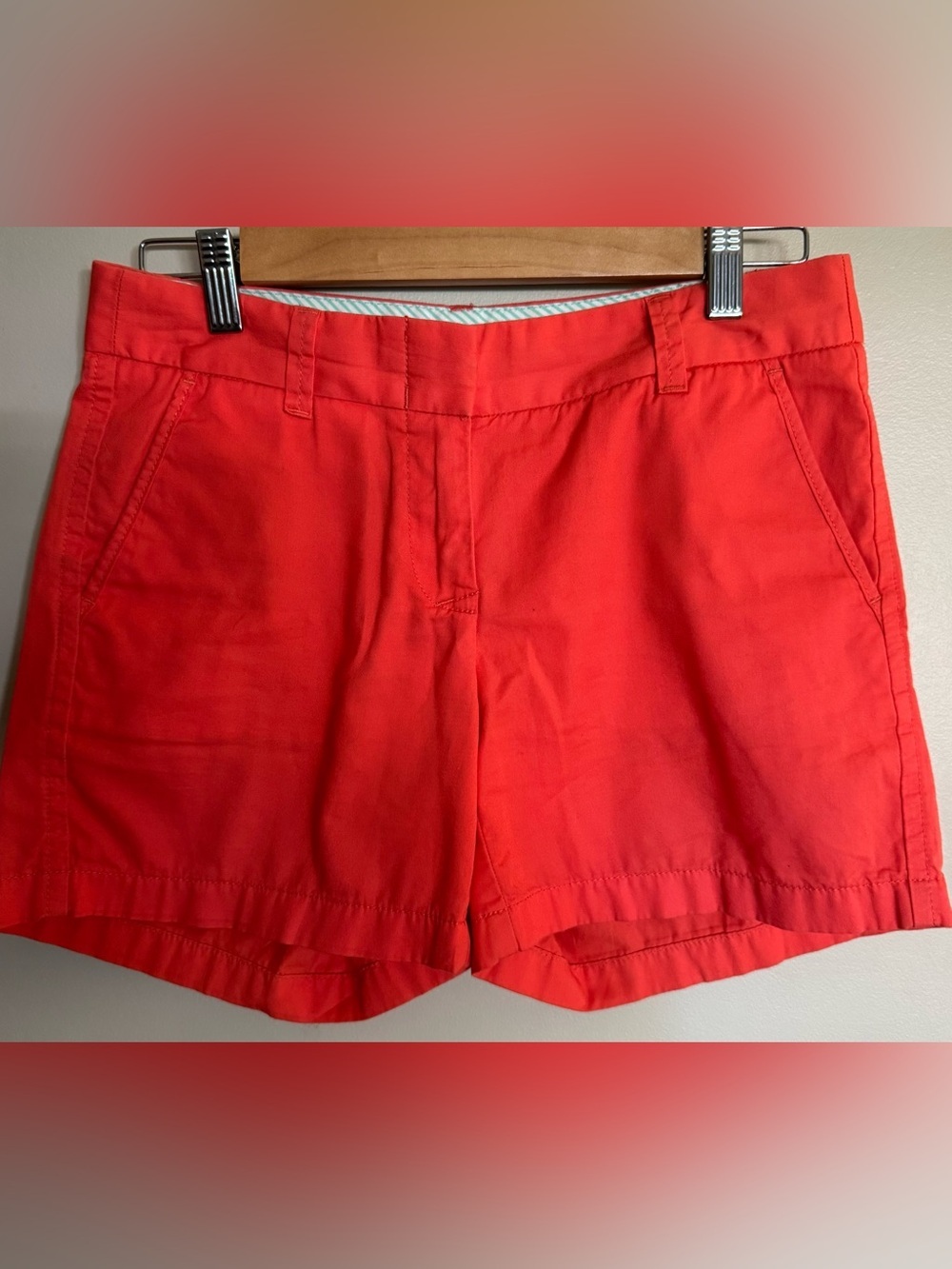 J.Crew Stretch Coral Pink Shorts Women Sz 0 Cotton Preppy